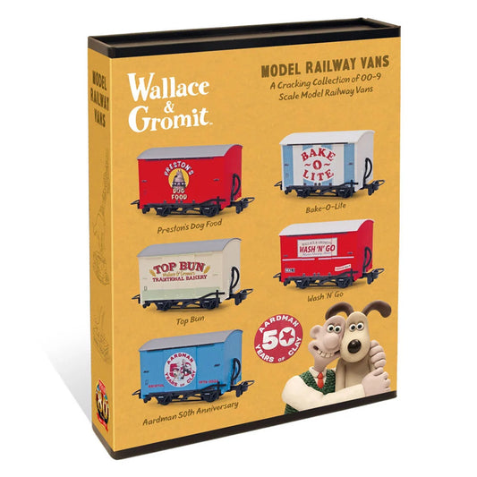 PECO x Aardman 50th Anniversary Wallace & Gromit OO9 5-Van Collectors Set