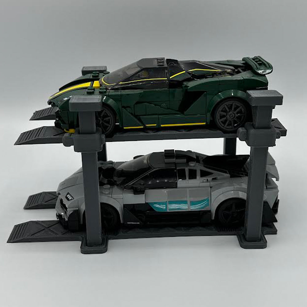 LEGO Speed Champions Scalextric 2-Car Lift 3D Printed Display Stand - Grey