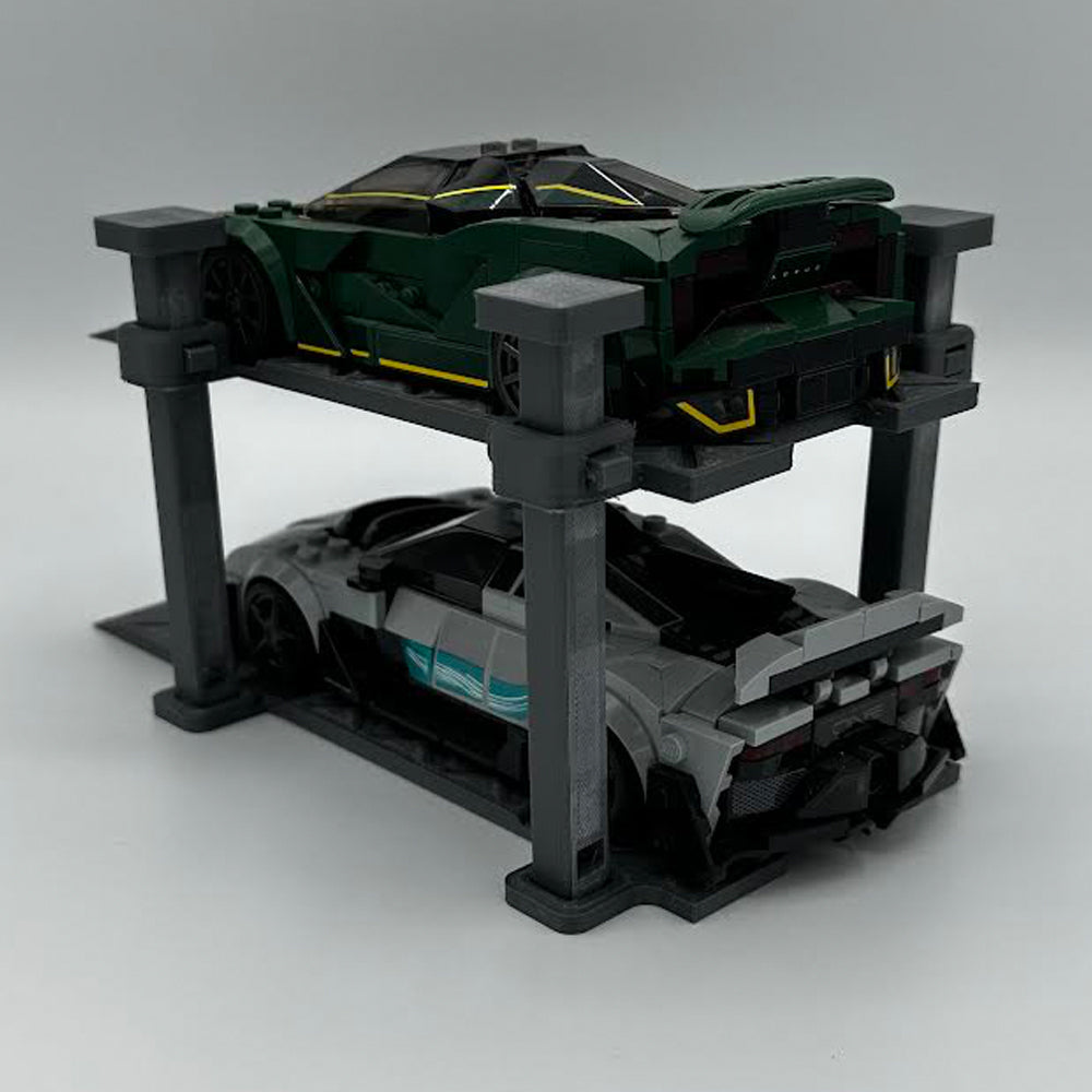 LEGO Speed Champions Scalextric 2-Car Lift 3D Printed Display Stand - Grey