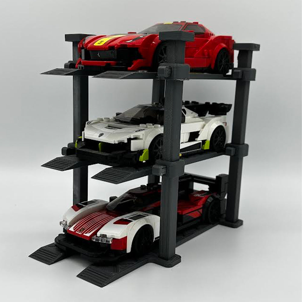 LEGO Speed Champions Scalextric 3-Car Lift 3D Printed Display Stand - Grey