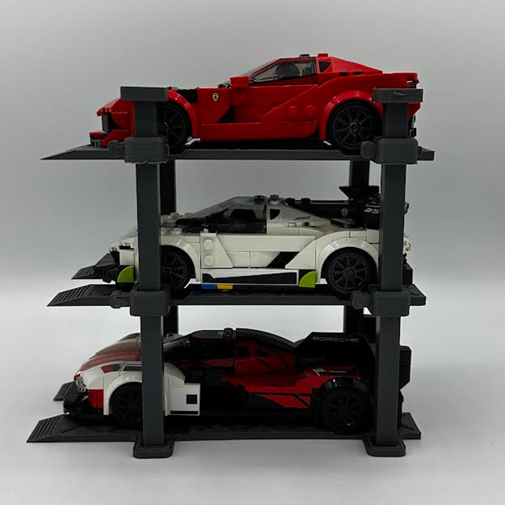 LEGO Speed Champions Scalextric 3-Car Lift 3D Printed Display Stand - Grey
