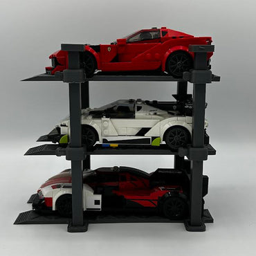 LEGO Speed Champions Scalextric 3-Car Lift 3D Printed Display Stand - Grey