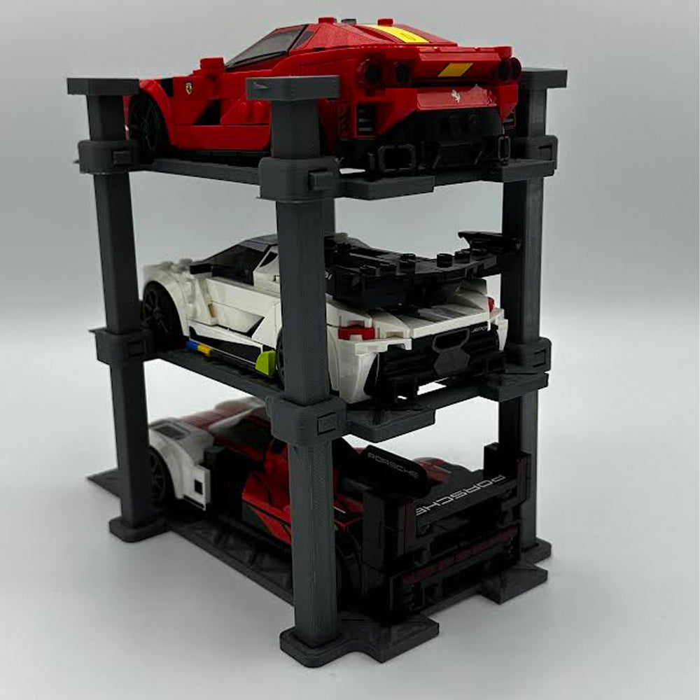 LEGO Speed Champions Scalextric 3-Car Lift 3D Printed Display Stand - Grey