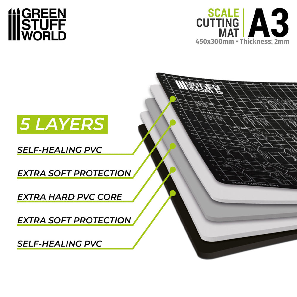 Green Stuff World A3 Scale Foldable Cutting Mat - Black 1002
