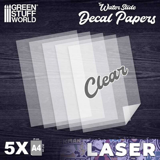 Green Stuff World Waterslide A4 Decal Sheets x5 - Transparent for Laser Printers