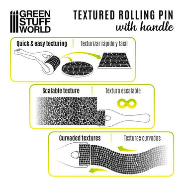 Green Stuff World Cobblestone Small Rolling Pin w/Handle 1:48-1:64 Diorama