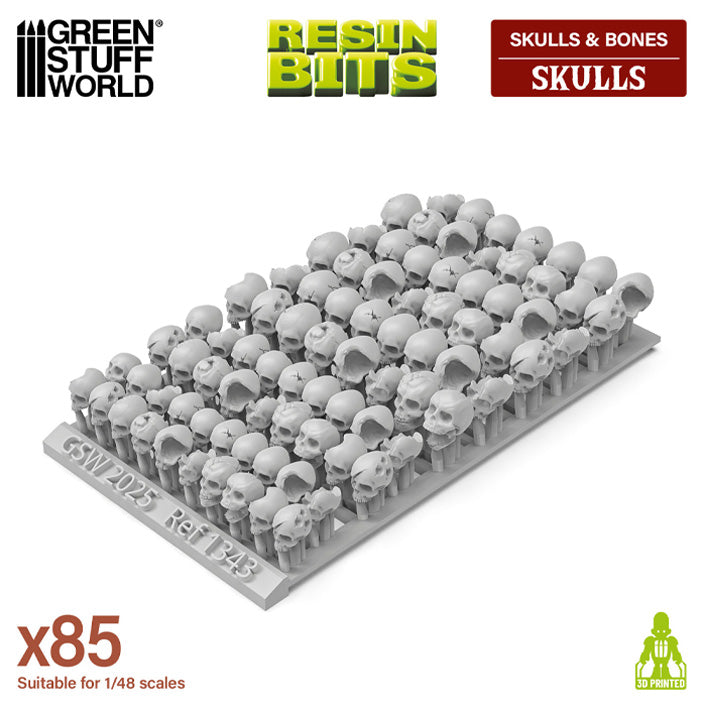 Green Stuff World Resin Skulls x85 for Wargaming Miniaures Dioramas etc