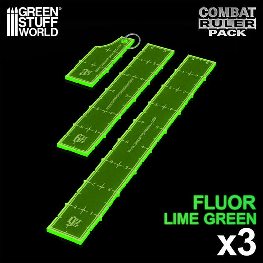 Green Stuff World 3"-6"-9" Combat Ruler Pack Fluor Green 14234
