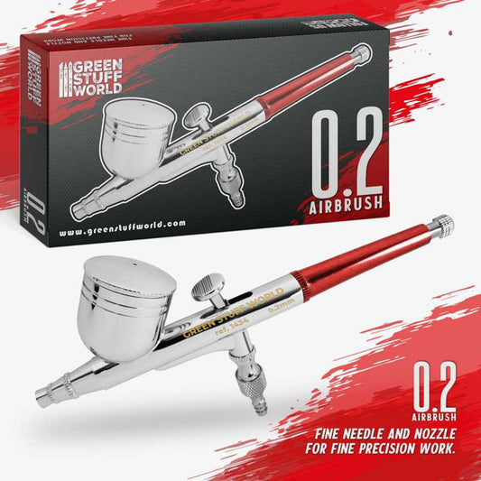 Green Stuff World Dual-Action GSW Airbrush 0.2mm Model Kit Painting Tool 1434
