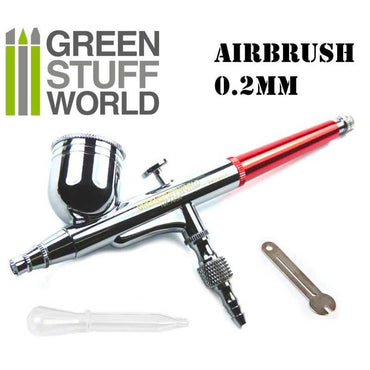 Green Stuff World Dual-Action GSW Airbrush 0.2mm Model Kit Painting Tool 1434