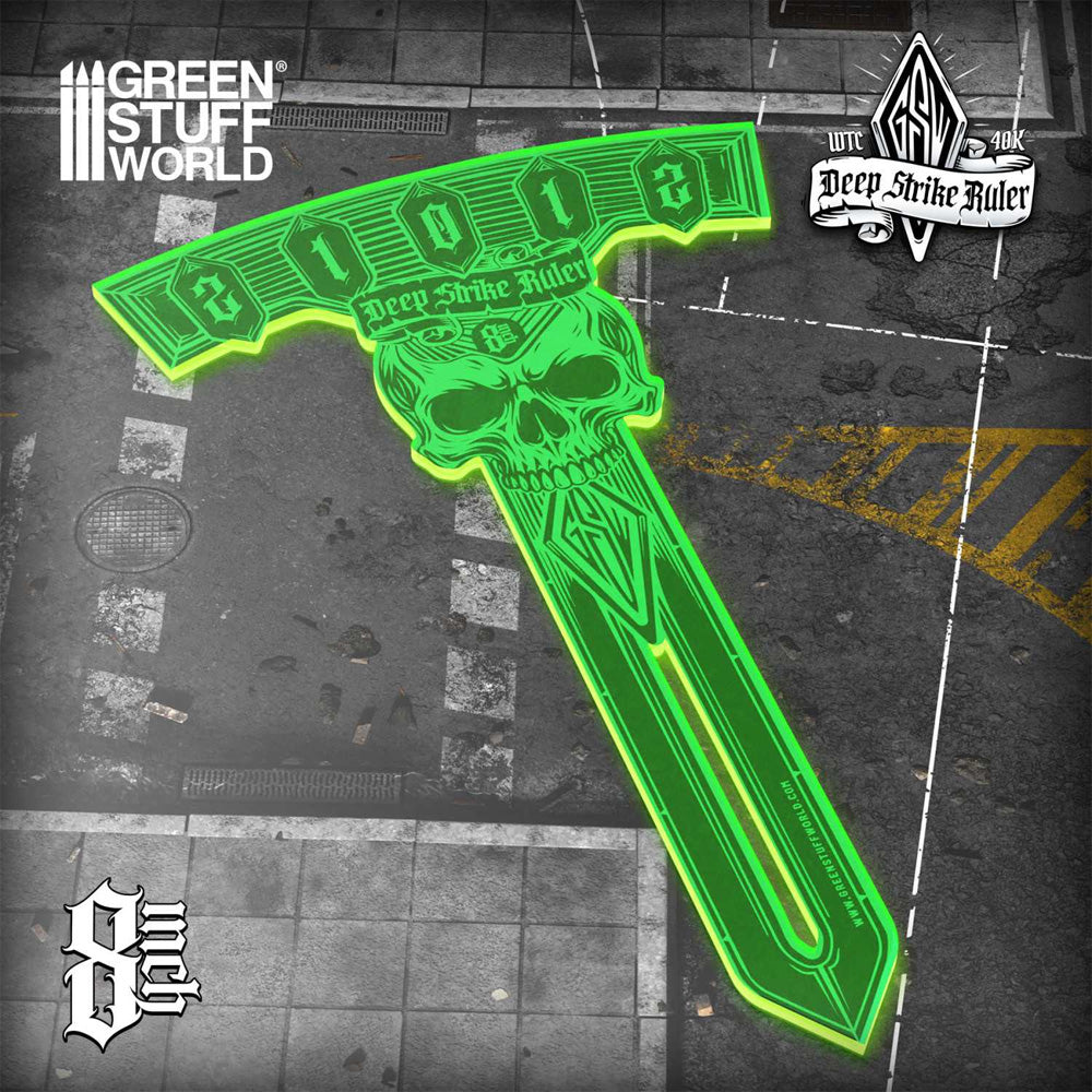 Green Stuff World Deep Strike Ruler Template 8" Fluor Green 14696