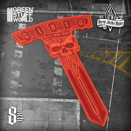 Green Stuff World Deep Strike Ruler Template 8" Fluor Orange 14697