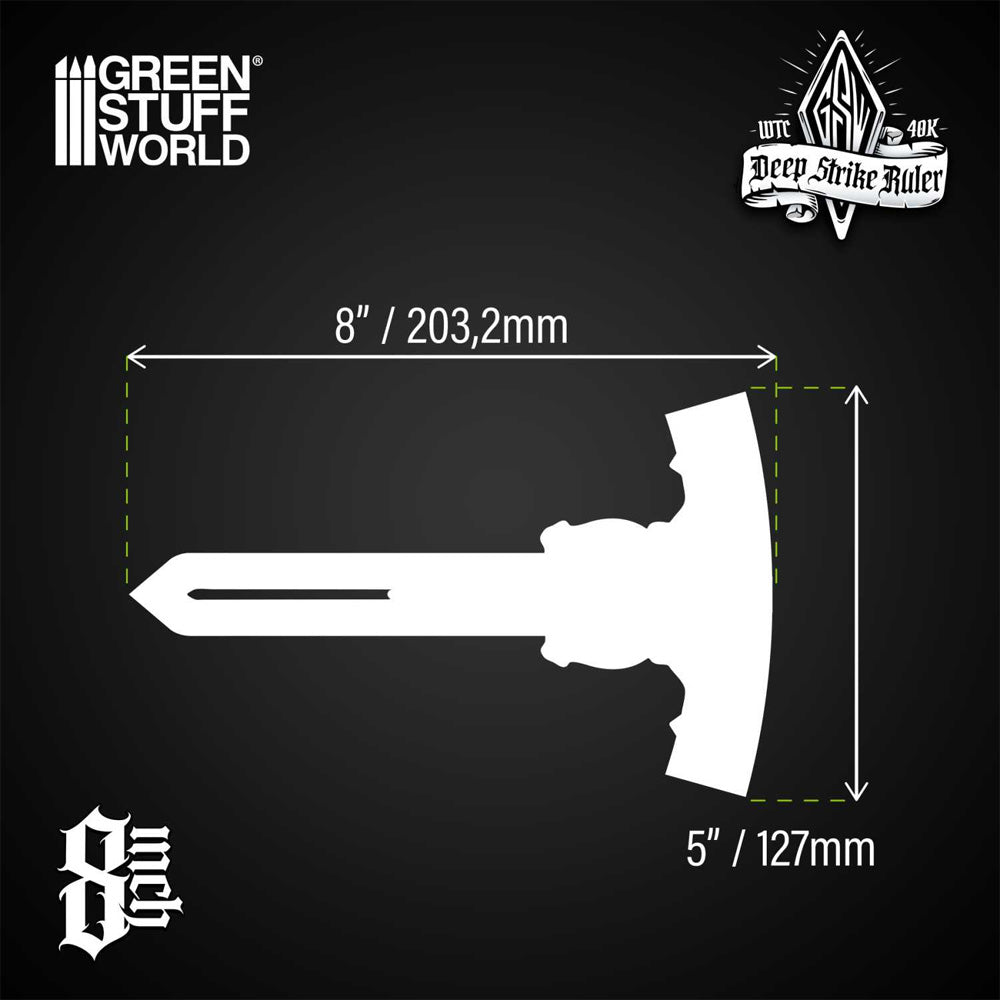 Green Stuff World Deep Strike Ruler Template 8" Fluor Orange 14697