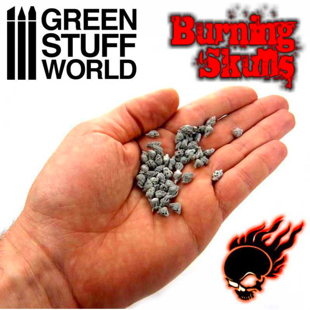 Green Stuff World 1498 Resin Burning Skulls x50