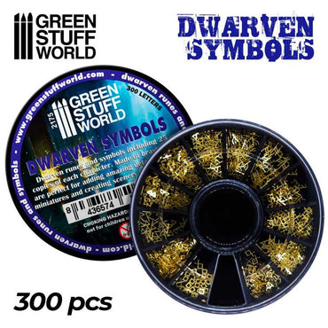 Green Stuff World Dwarven Runes & Symbols Brass for Dioramas, Miniatures 2175