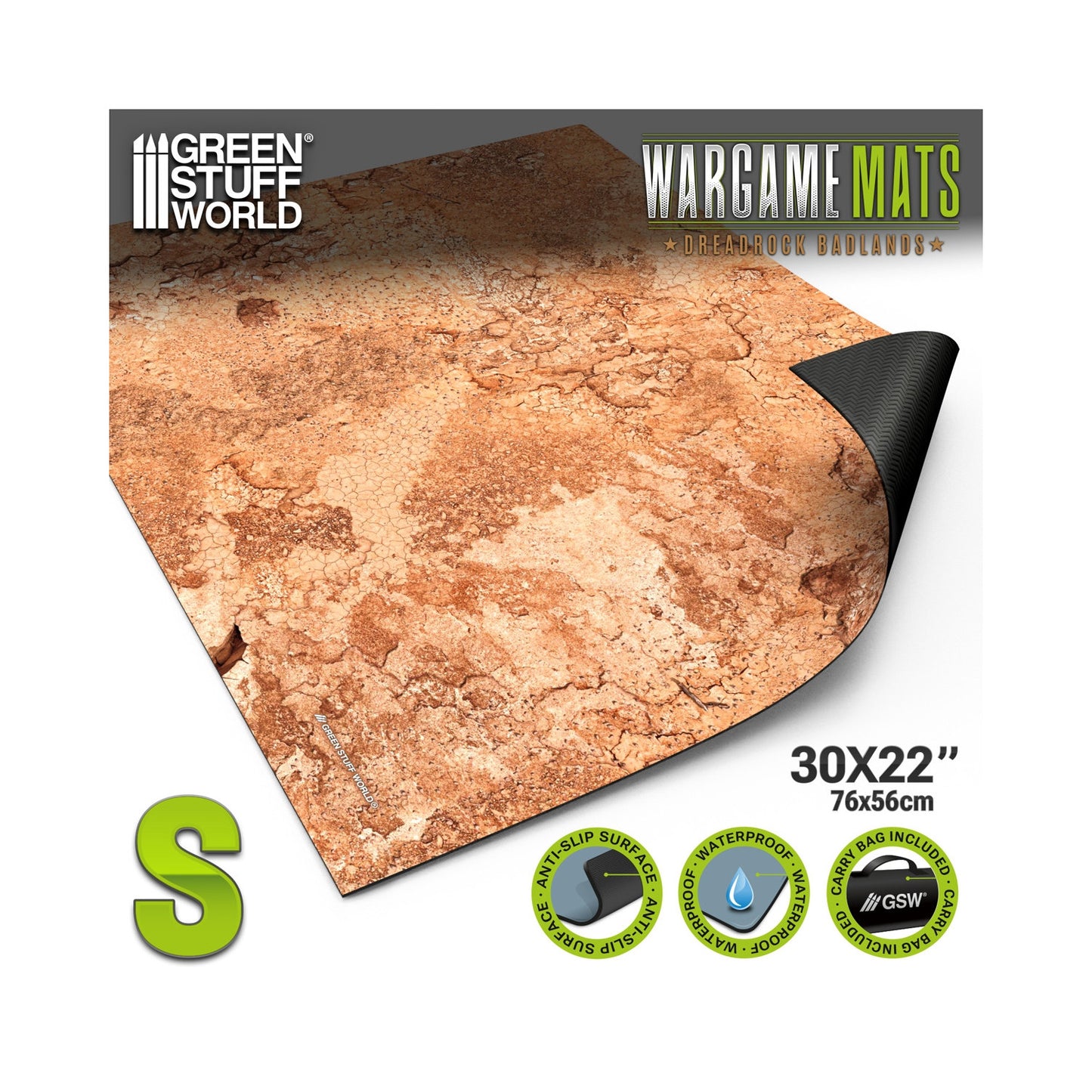 Green Stuff World Wargame Mat - Dreadrock Badlands - 76x56cm for Kill Team