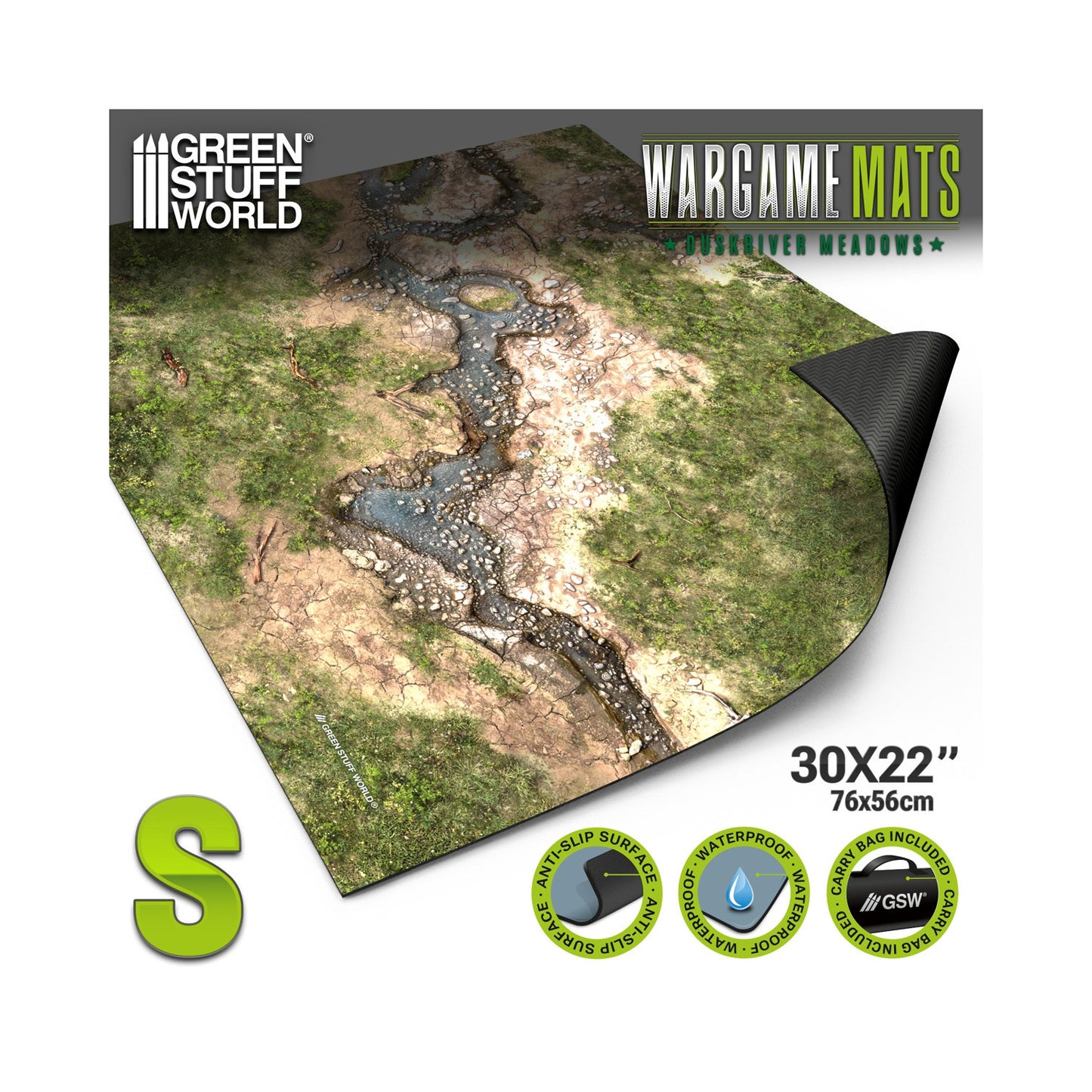 Green Stuff World Wargame Mat - Duskriver Meadows - 76x56cm for Kill Team