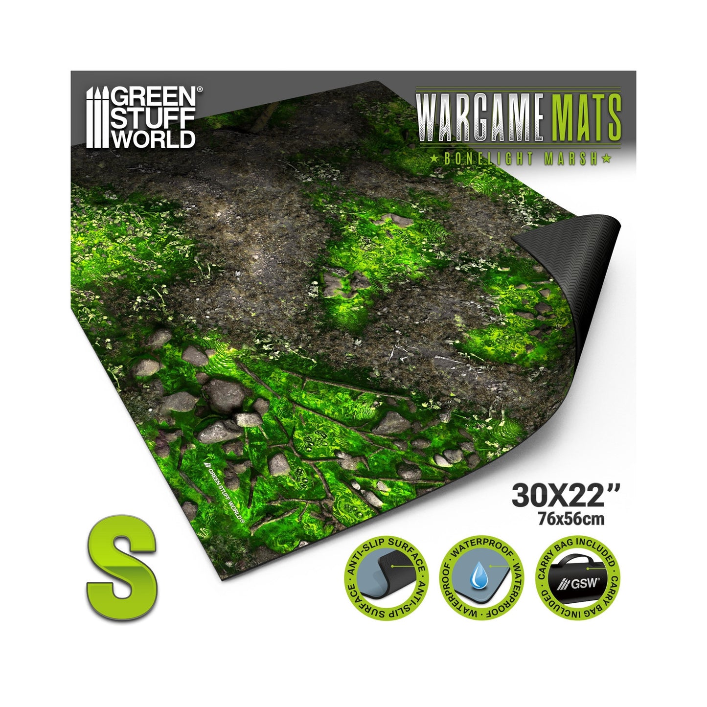 Green Stuff World Wargame Mat - Boneblight Marsh - 76x56cm for Kill Team