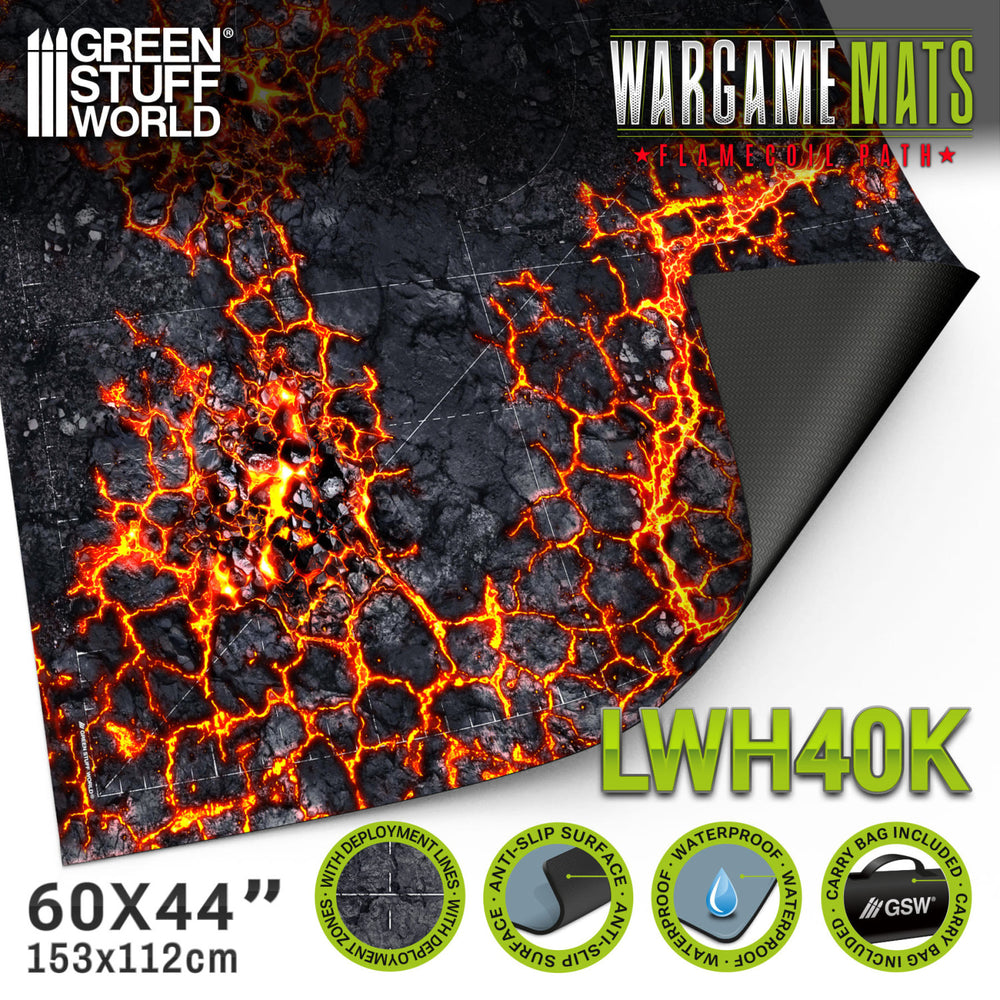 Green Stuff World Wargame Mat - Flamecoil Path - 155x114cm for Warhammer 40k