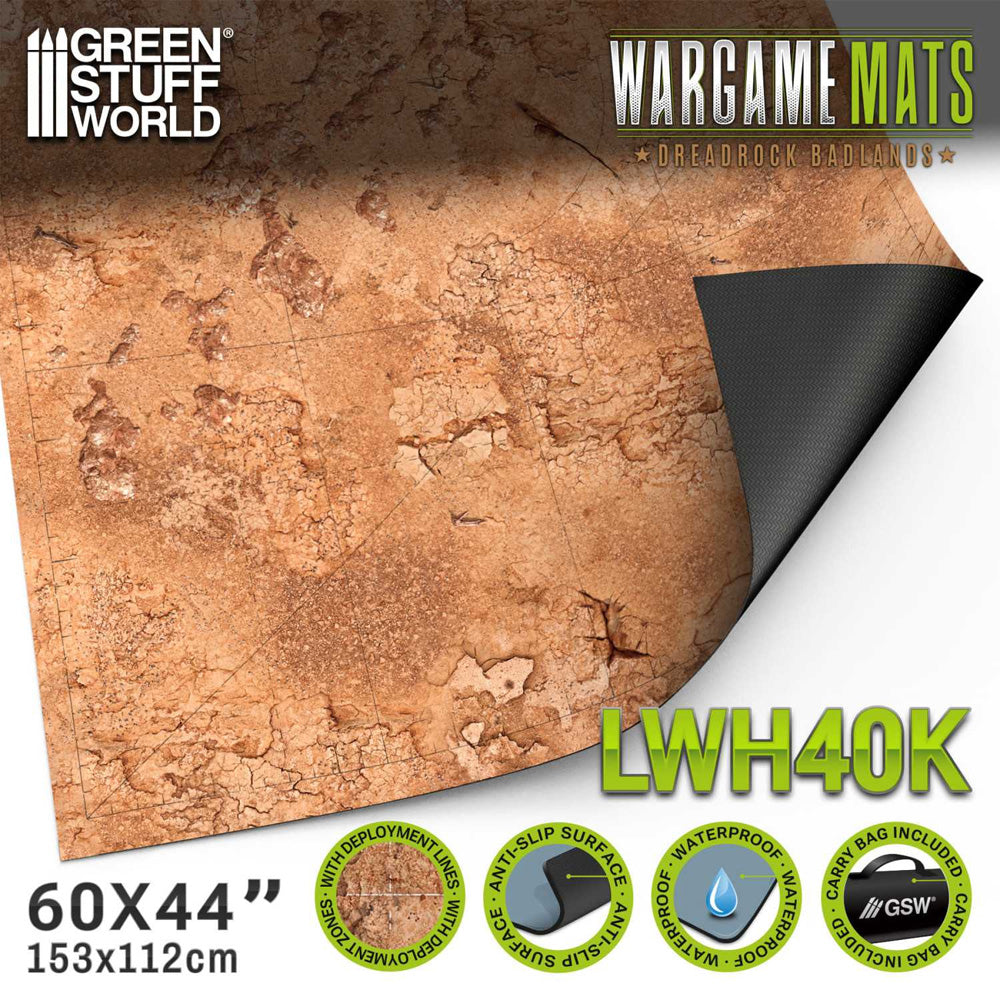 Green Stuff World Wargame Mat - Deadrock Badlands - 155x114cm for Warhammer 40k