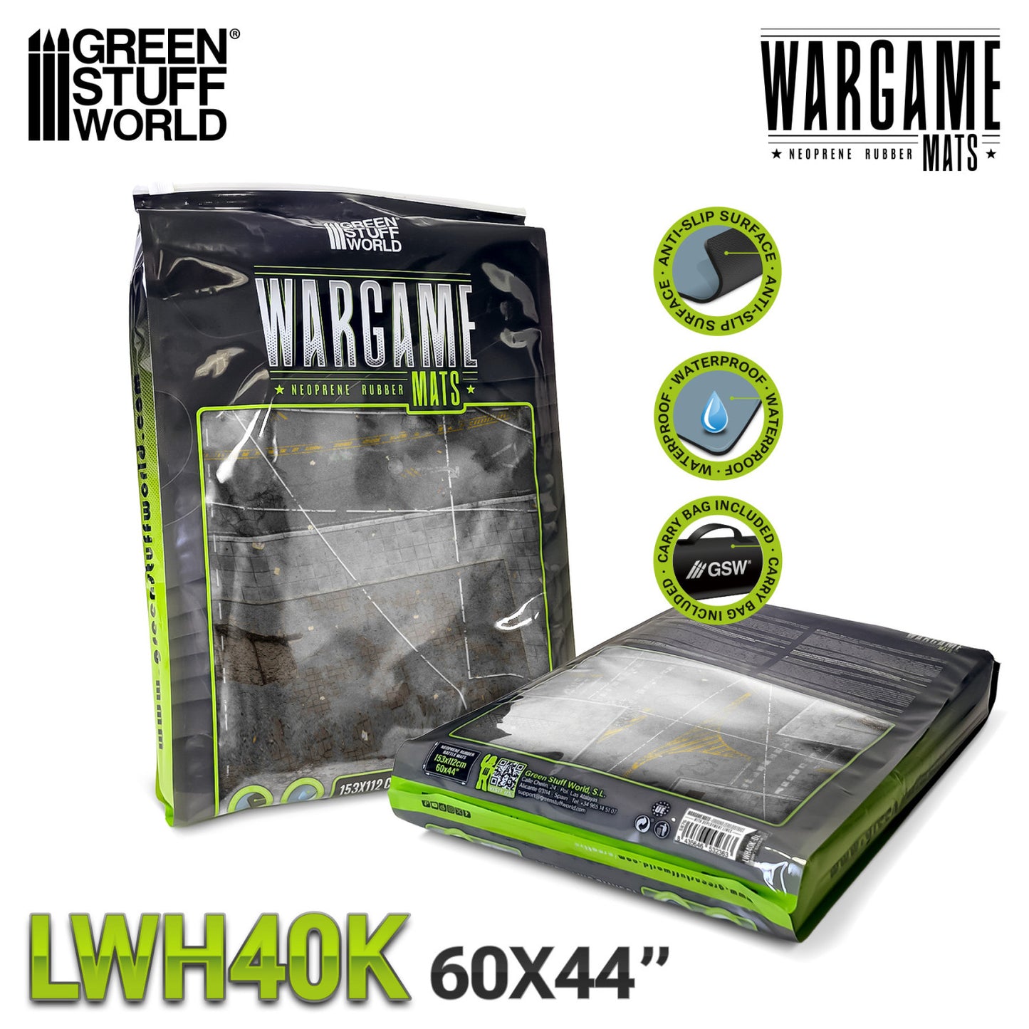 Green Stuff World Wargame Mat - Ground Zero District - 155cm for Warhammer 40k