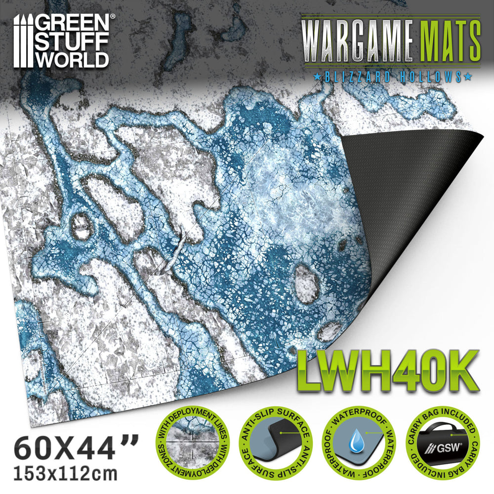 Green Stuff World Wargame Mat - Blizzard Hollows - 155x114cm for Warhammer 40k