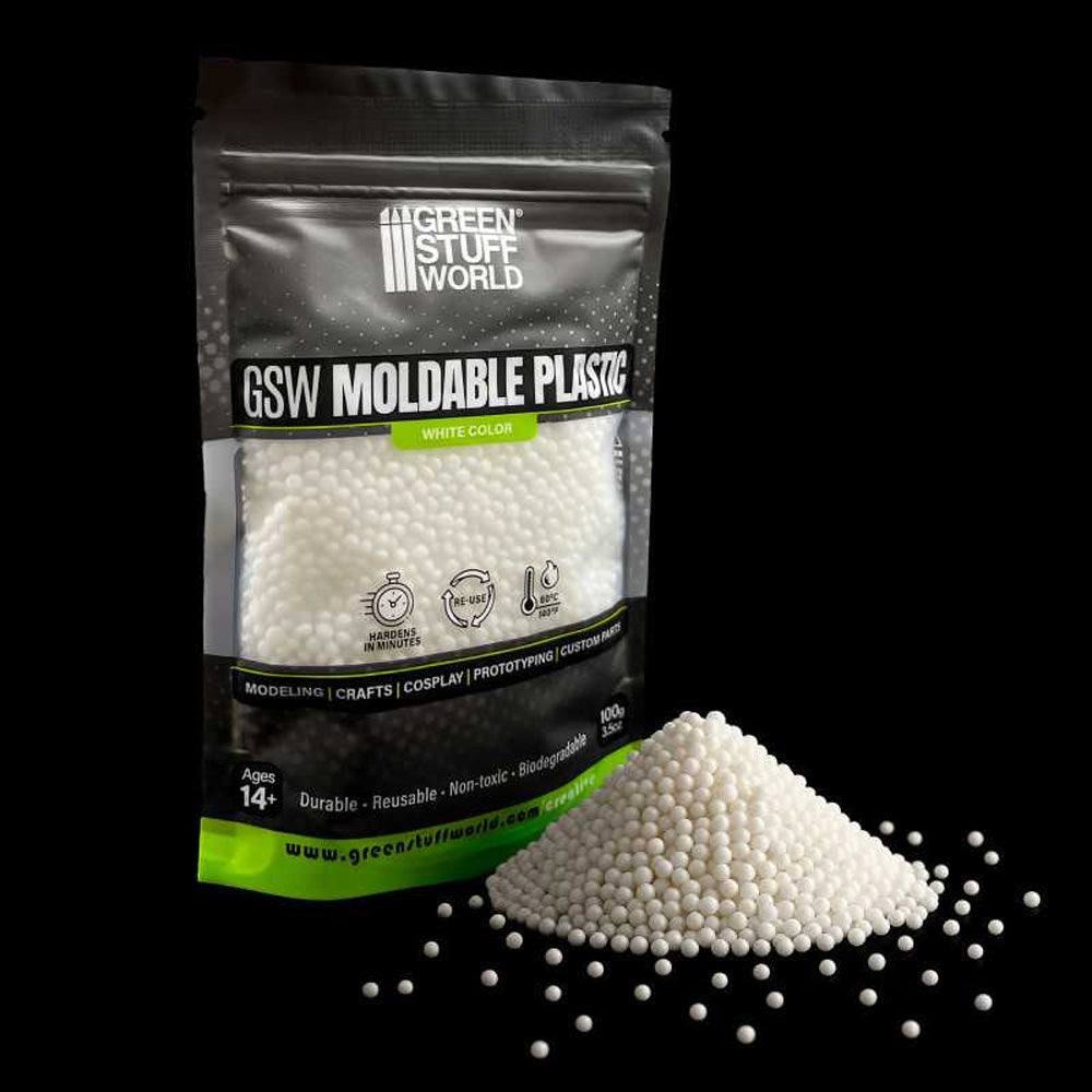 Green Stuff World Moldable Thermoplastic Beads - White 100g6330