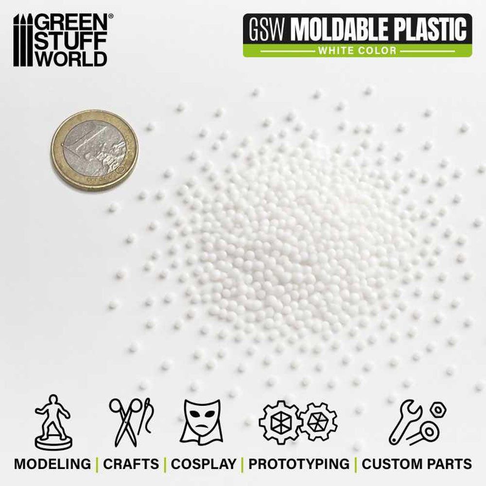 Green Stuff World Moldable Thermoplastic Beads - White 100g6330