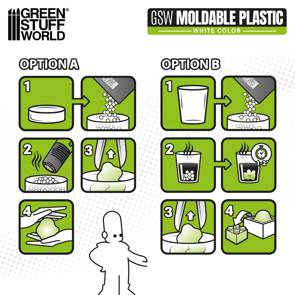 Green Stuff World Moldable Thermoplastic Beads - White 100g6330