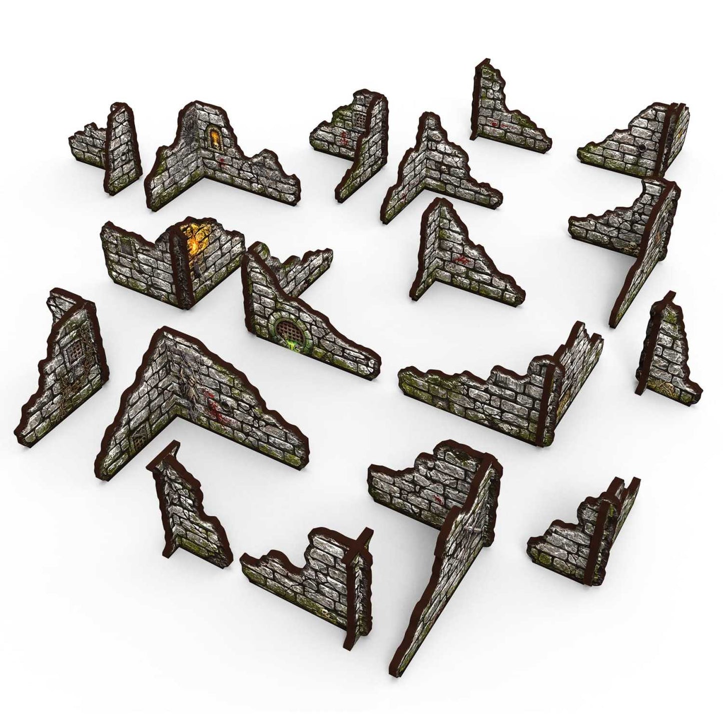 Green Stuff World Pre-Painted Ruined Fantasy Dungeon Walls Terrain