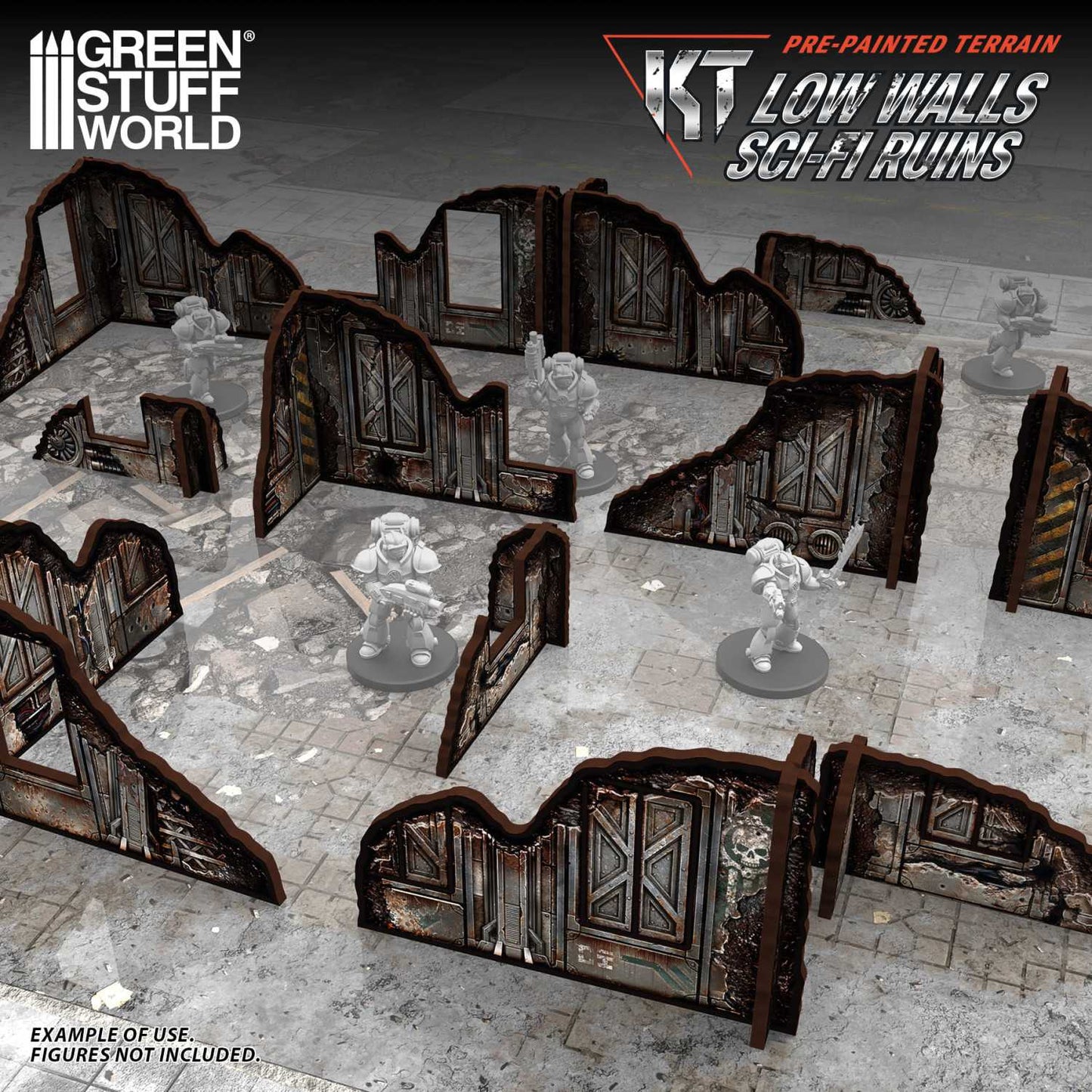 Green Stuff World Pre-Painted Sci-Fi Low Walls Terrain