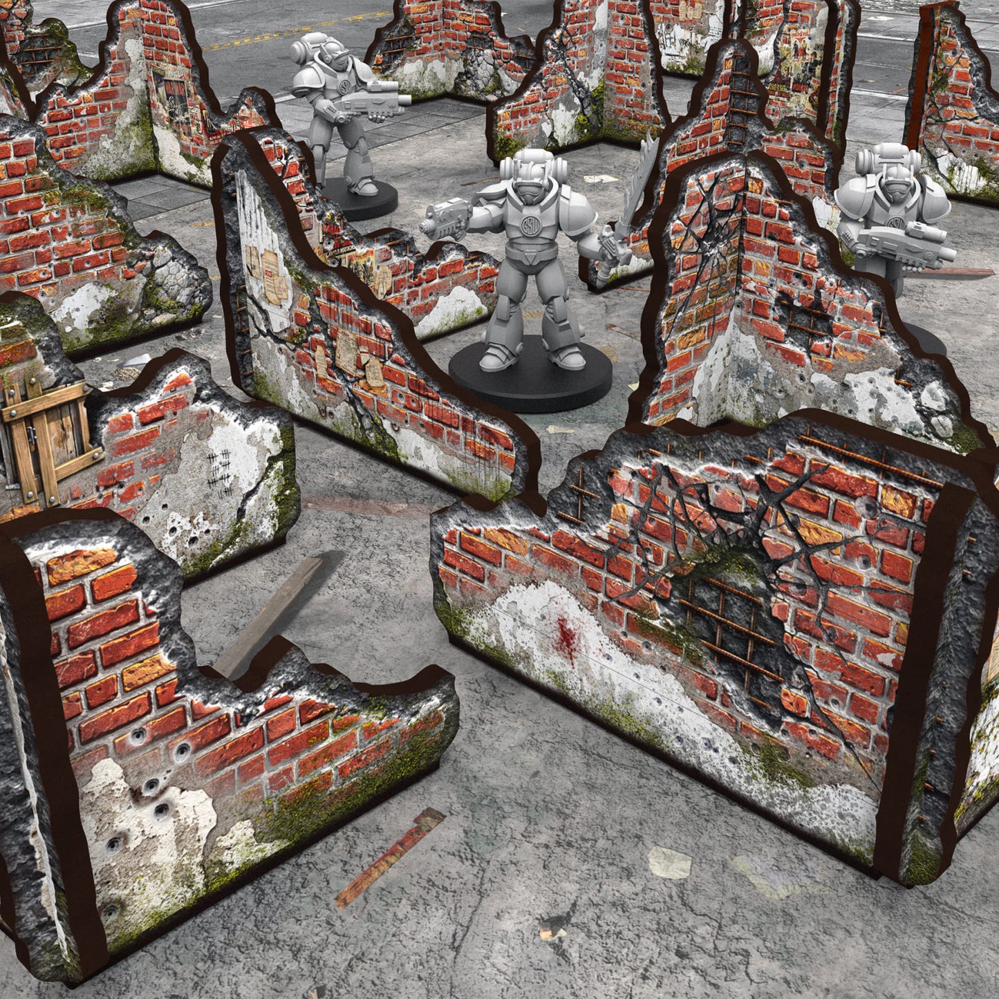 Green Stuff World Pre-Painted Ruined Brick Walls Terrain