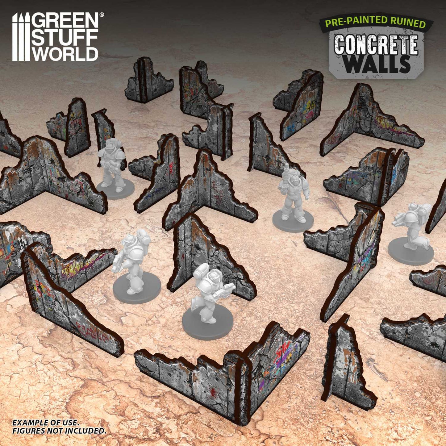 Green Stuff World Pre-Painted Ruined Concrete Walls Terrain