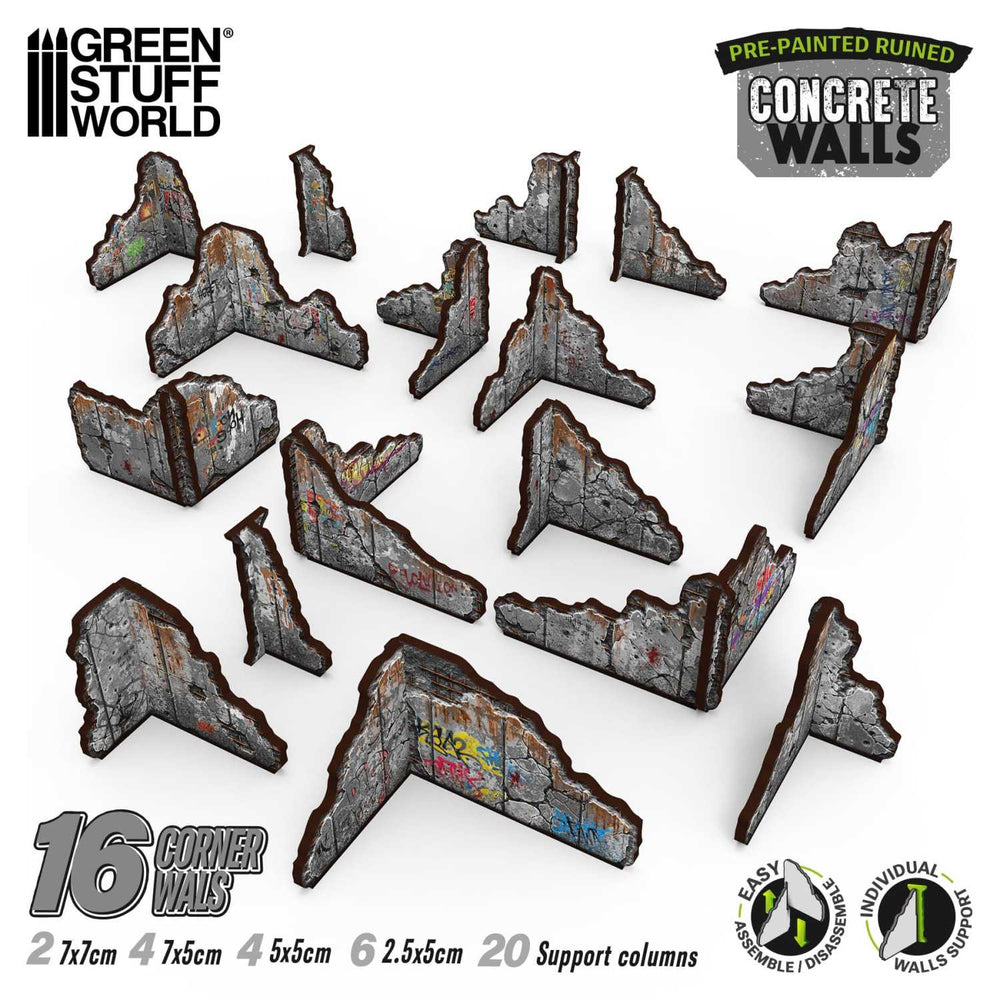 Green Stuff World Pre-Painted Ruined Concrete Walls Terrain