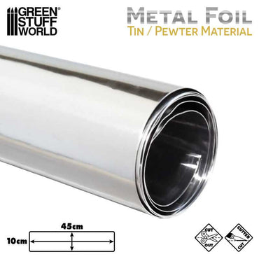 Green Stuff World Flexible Metal Tin Foil Craft Pewter - 10x45cm 9246