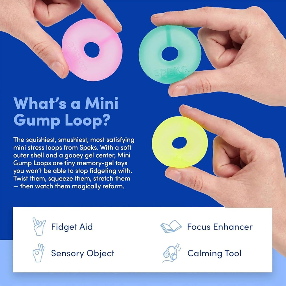 Speks Mini Gump Loop Multi Colour 6-Pack - Adult Fidget Stress-Relief
