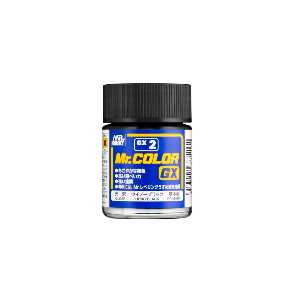 Mr. Hobby Mr. Colour - GX-2 - Ueno Black Gloss 18ml Model Paint