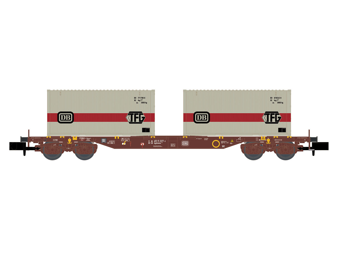 Hobbytrain DB Sgjkkmmss699 Flat Wagon w/DB Containers IV H23201 N Gauge