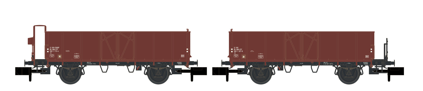 Hobbytrain 24352  SBB L6 Open Wagon Set (2) IV N Gauge