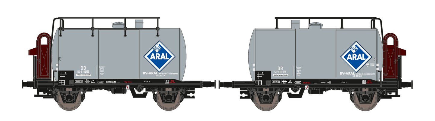 Hobbytrain 24802  DB Aral 2 Axle Tank Wagon Set (2) III N Gauge