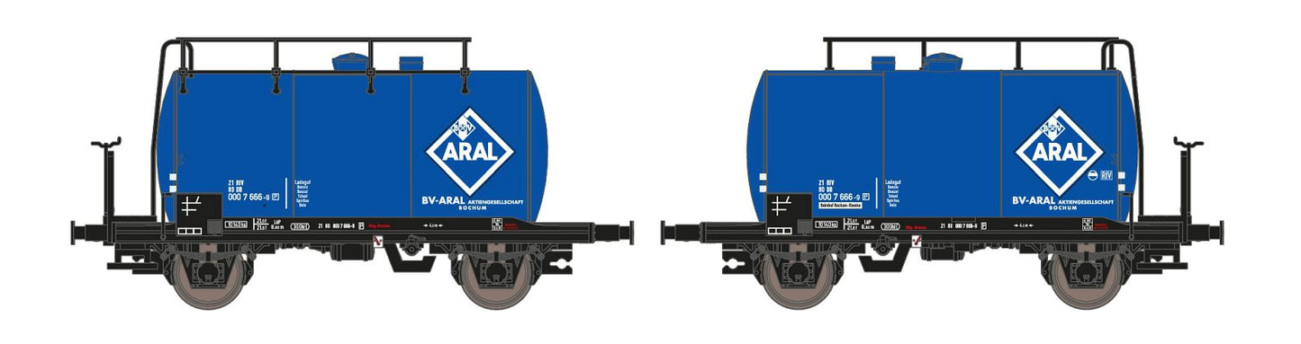 Hobbytrain 24833  DB Aral 2 Axle Tank Wagon Set (2) IV N Gauge