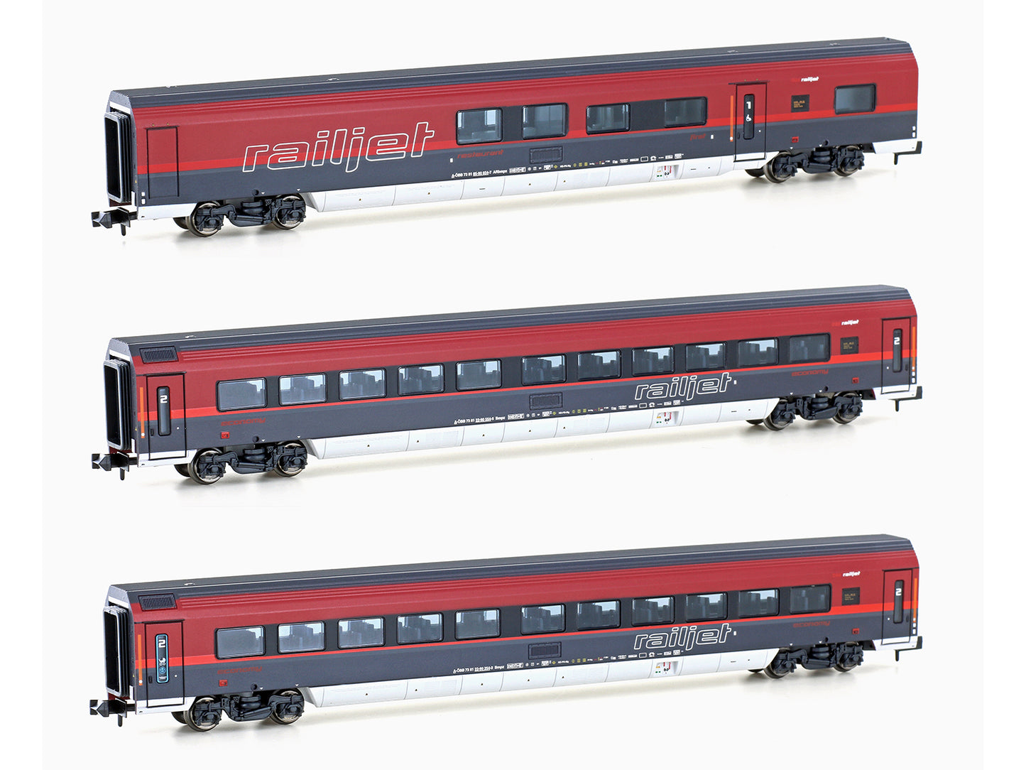Hobbytrain 25225  OBB Railjet Italien Coach Set (3) VI N Gauge