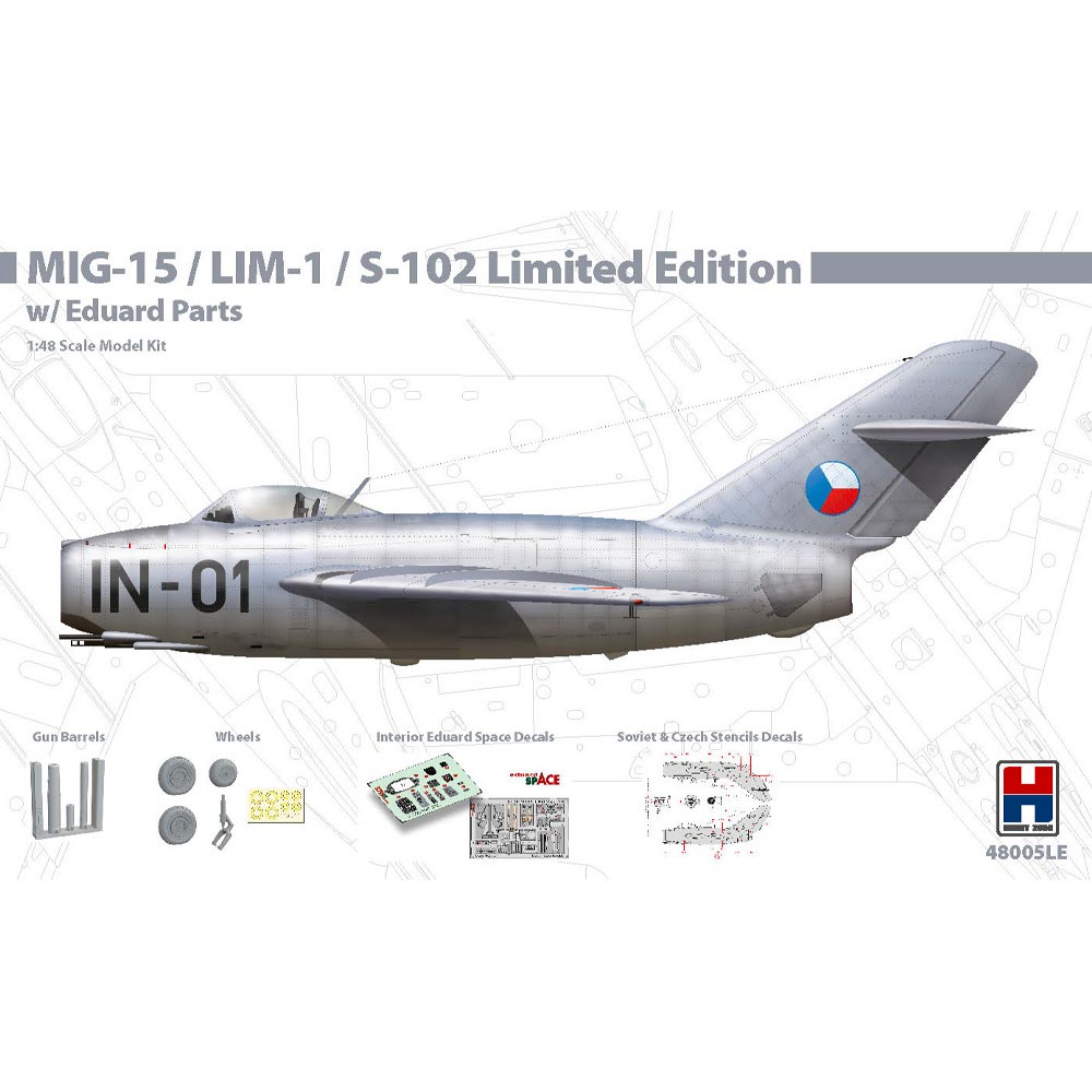 Hobby 2000 48005LE MiG-15/LIM-1/S-102 w/Eduard Parts Ltd Edition 1:48 Model Kit