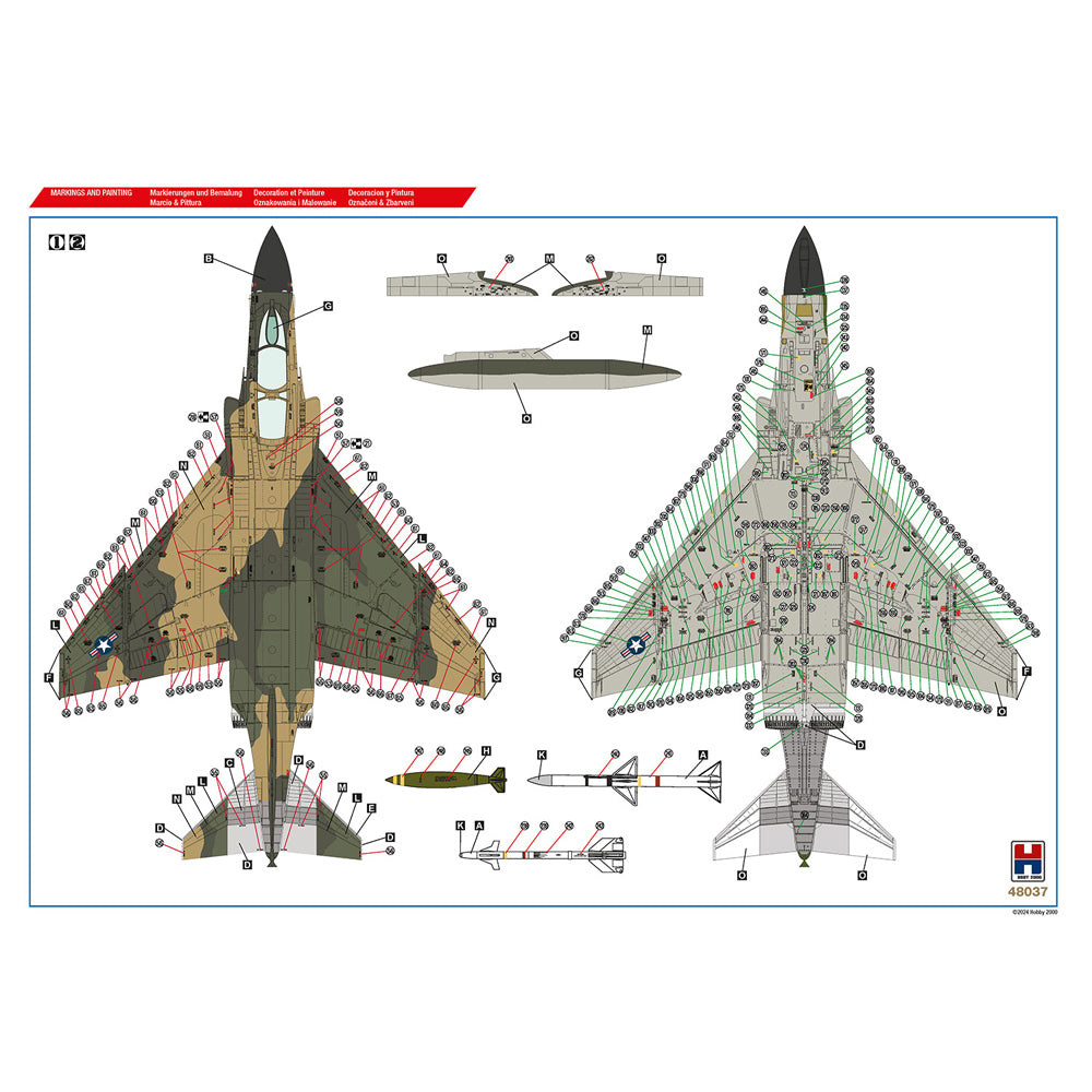 Hobby 2000 48037 McDonnell F-4C Phantom Vietnam Aces vol.1 1:48 Model Kit