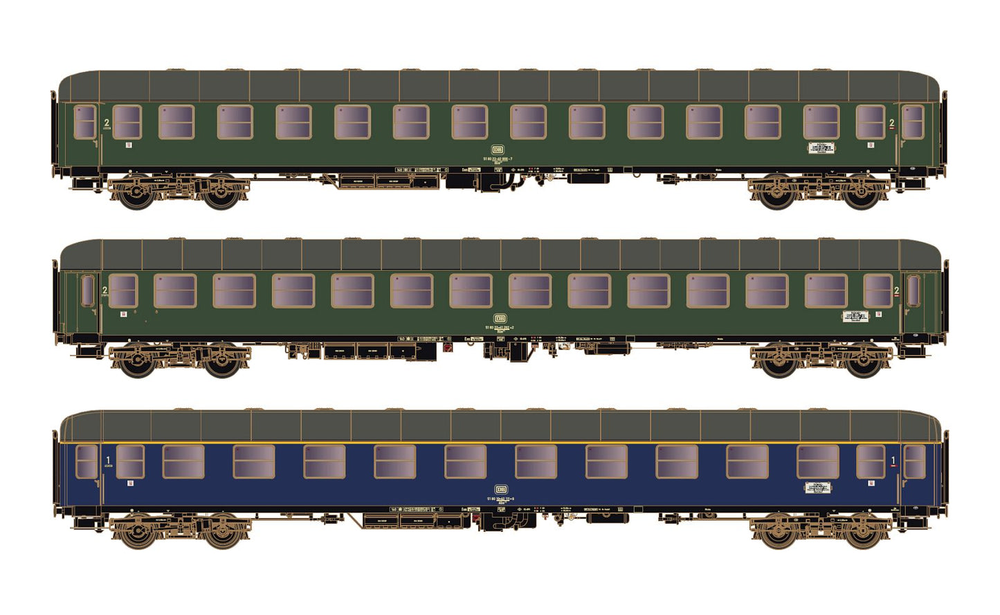 Hobbytrain 43040  DB D1213 Dortmund-Oberstdorf Coach Set 3 (3) IV HO