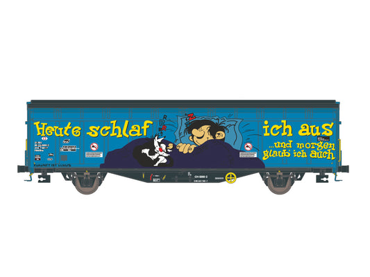 Hobbytrain SBB Graffiti Hbbillns 4 Wheel Long Wheelbase Van VI H45103 HO Gauge