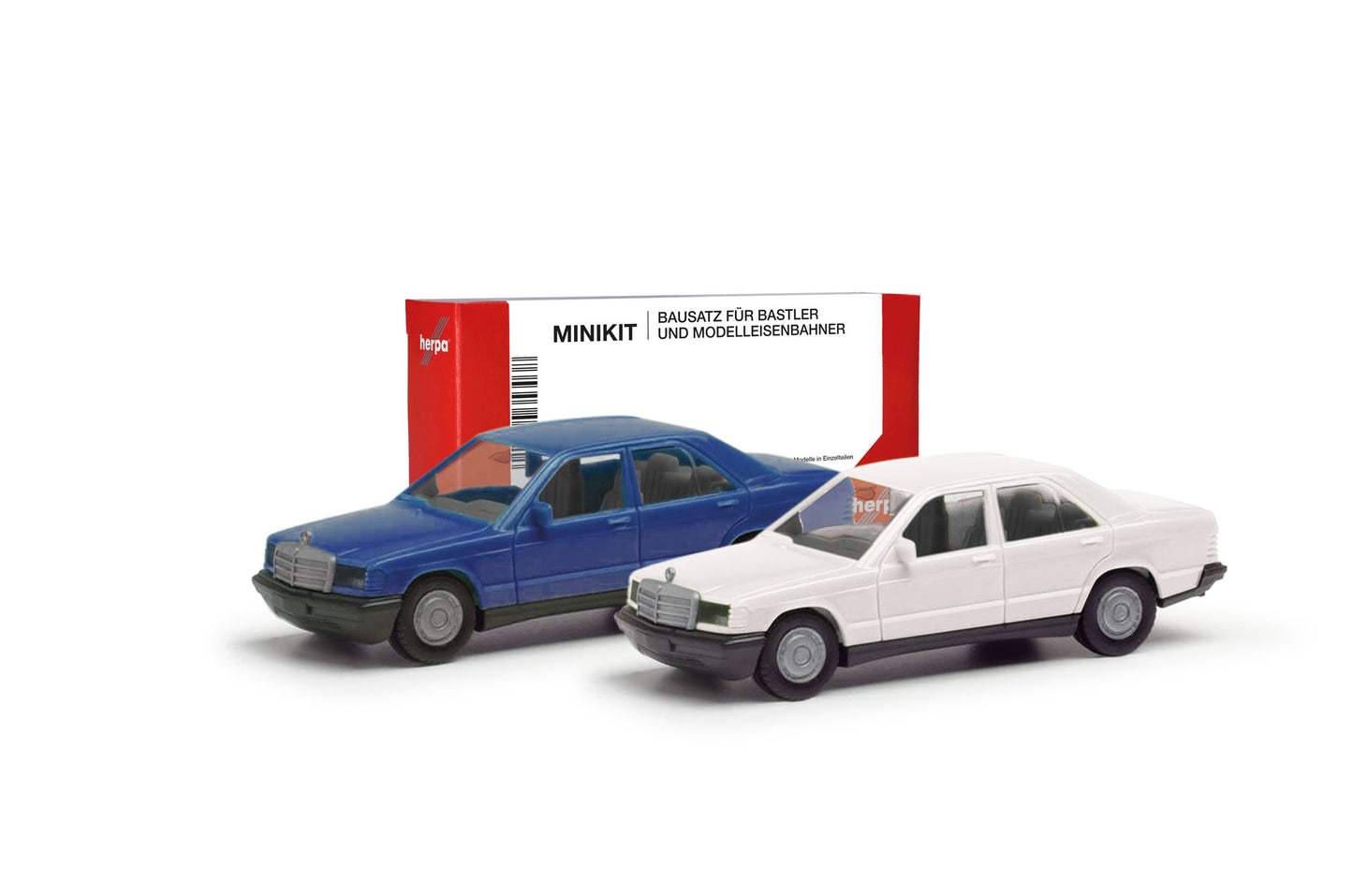 Herpa 012409-009 Minikit Set (2) MB 190E Blue/Classic White HO Gauge