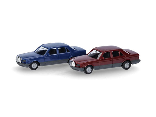Herpa Minikit (2) MB S Class Sapphire Blue/Wine Red HA013727-004 HO Gauge