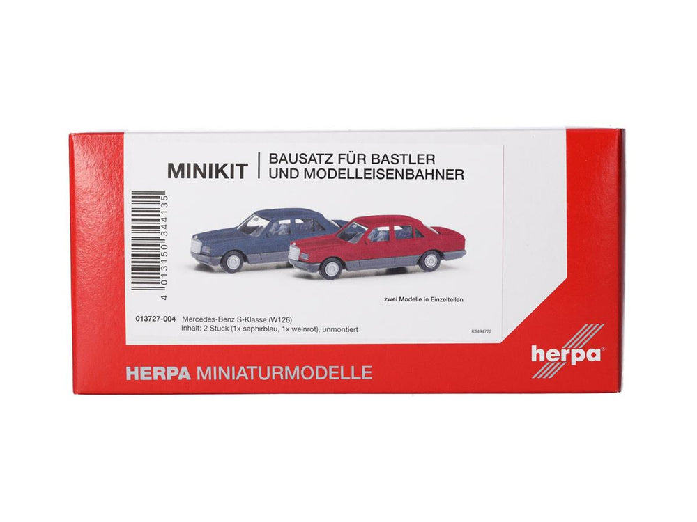 Herpa Minikit (2) MB S Class Sapphire Blue/Wine Red HA013727-004 HO Gauge