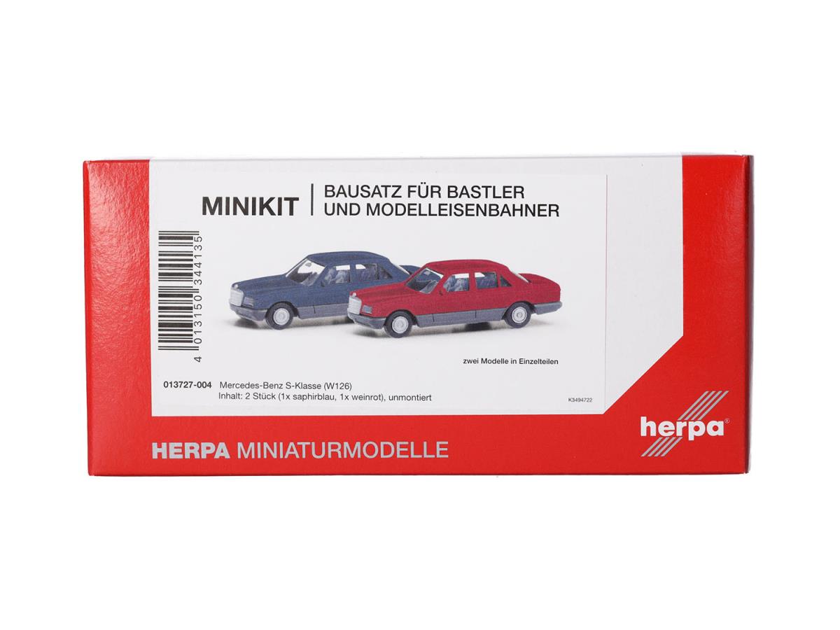 Herpa Minikit (2) MB S Class Sapphire Blue/Wine Red HA013727-004 HO Gauge